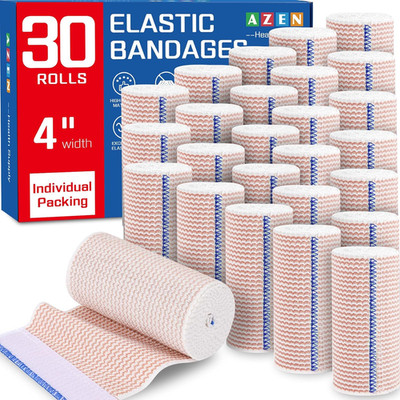 Premium 30 Pack Elastic Bandage Wrap 4 Inch, Compression Wrap Bandage for Legs,