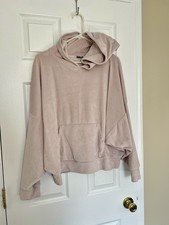 American Eagle Women's Hoodie S Pink Velvet Velour Cropped Pullover Sweatshirt