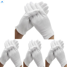 24 Pcs 12 Pair White Cotton Gloves for Dry Hand One Size,