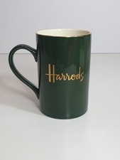 ⭐ Vintage Harrods Knightsbridge Fine Stoneware Tea Coffee Mug Green / Gold