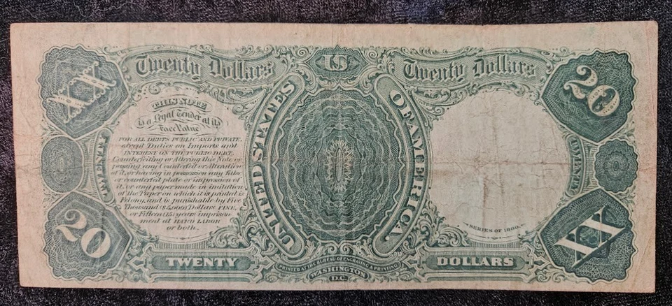 1880 Large Size $20 United States Note Legal Tender Red Seal Rare FR. 147 (F/VF) - Image 2 of 2