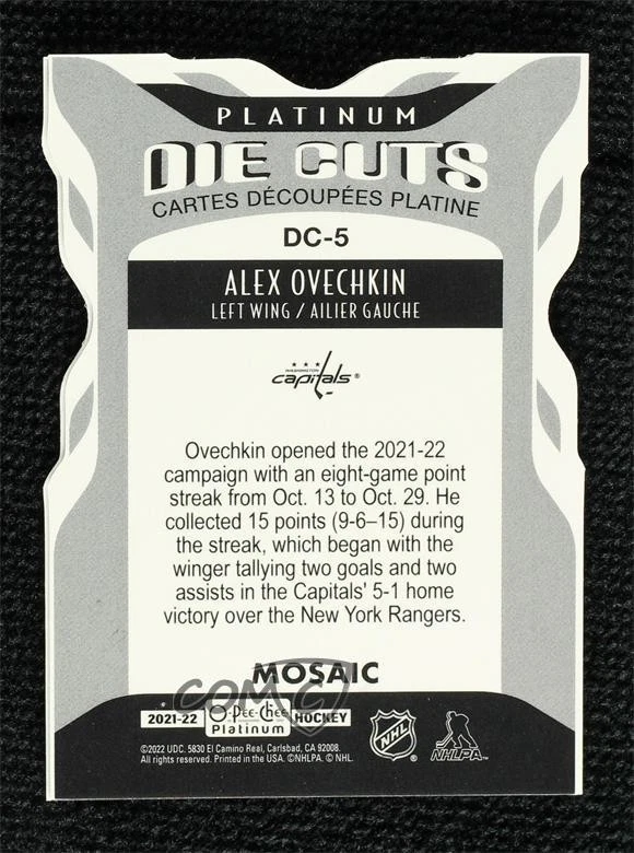 2021-22 O-Pee-Chee Platinum Platinum Die Cuts Mosaic Alex Ovechkin #DC-5 - Image 2 of 3