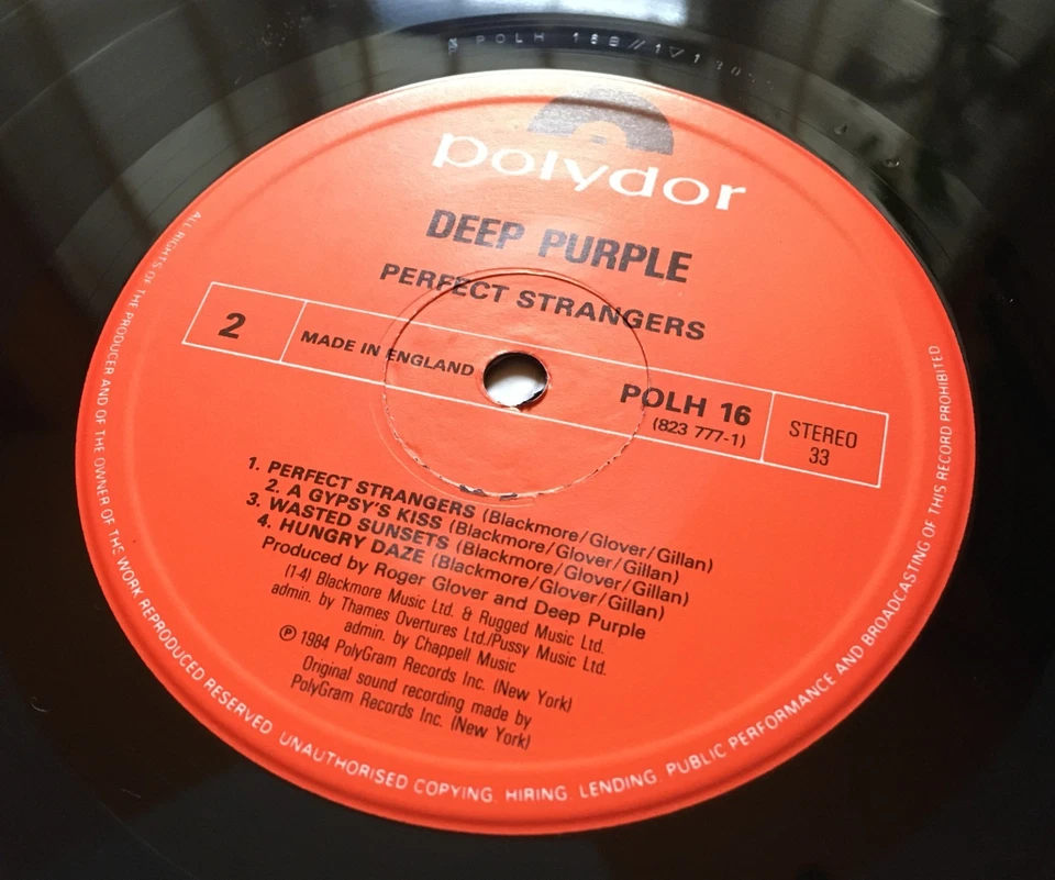 DEEP PURPLE PERFECT STRANGERS LP 1984 UK POLYDOR POLH 16 1st A1B1 STERLING M- - Image 3 of 4