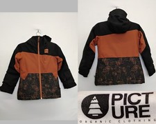 Picture Ski Jacket Kids 10Y Black Orange Graphic Print Hooded Insulated #Z4999