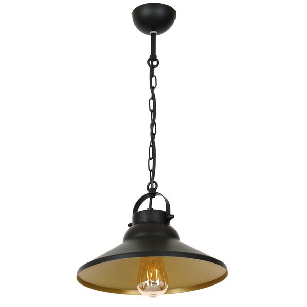 HäNgelampe E27 Schwarz Gold Ø 31 Cm Metall Vintage Pendelleuchte KüChe Esstisch-image