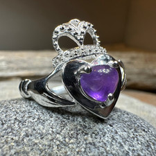 Claddagh Celtic Amethyst Ring Irish Ireland Promise Engagement 925 Love Purple