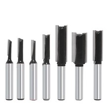 7Pcs Straight Router Bit Set 1/4 Shank, Double Flute Straight Bit Dado Straight