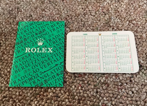 Authentic Rolex 1999 Calendar Card & Translation booklet For All Rolex ALL Model