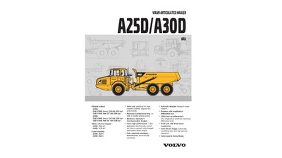 Volvo A25D and A30D Dump Truck Workshop Service Manual PDF on USB