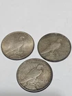 Lot of 3 Peace Dollars - 1924 - 1925 - 1927 - Better Dates - 90% Silver