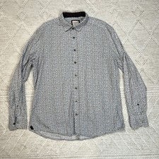 Haupt Dress Shirt Men s Size L 41/42 16.5 Blue Blue Geo Abstract Modern Fit