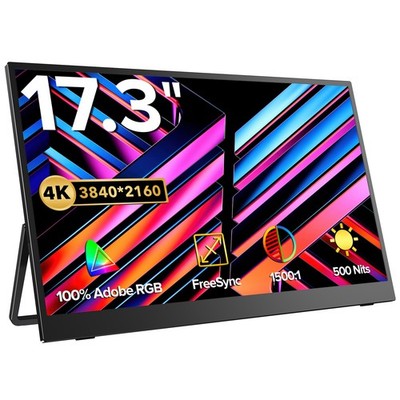 17,3 Zoll 4K Tragbarer Monitore Portable Display Freesync 100% Adobe RGB w/VESA