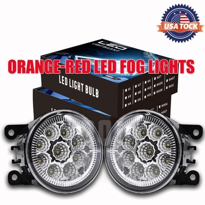 For FORD C-MAX 2013-2018 Pair Bumper Orange-red LED Fog Lights Front Lamps