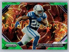 2023 Panini Prizm Jonathan Taylor Fireworks Prizms Green Ice #F-16