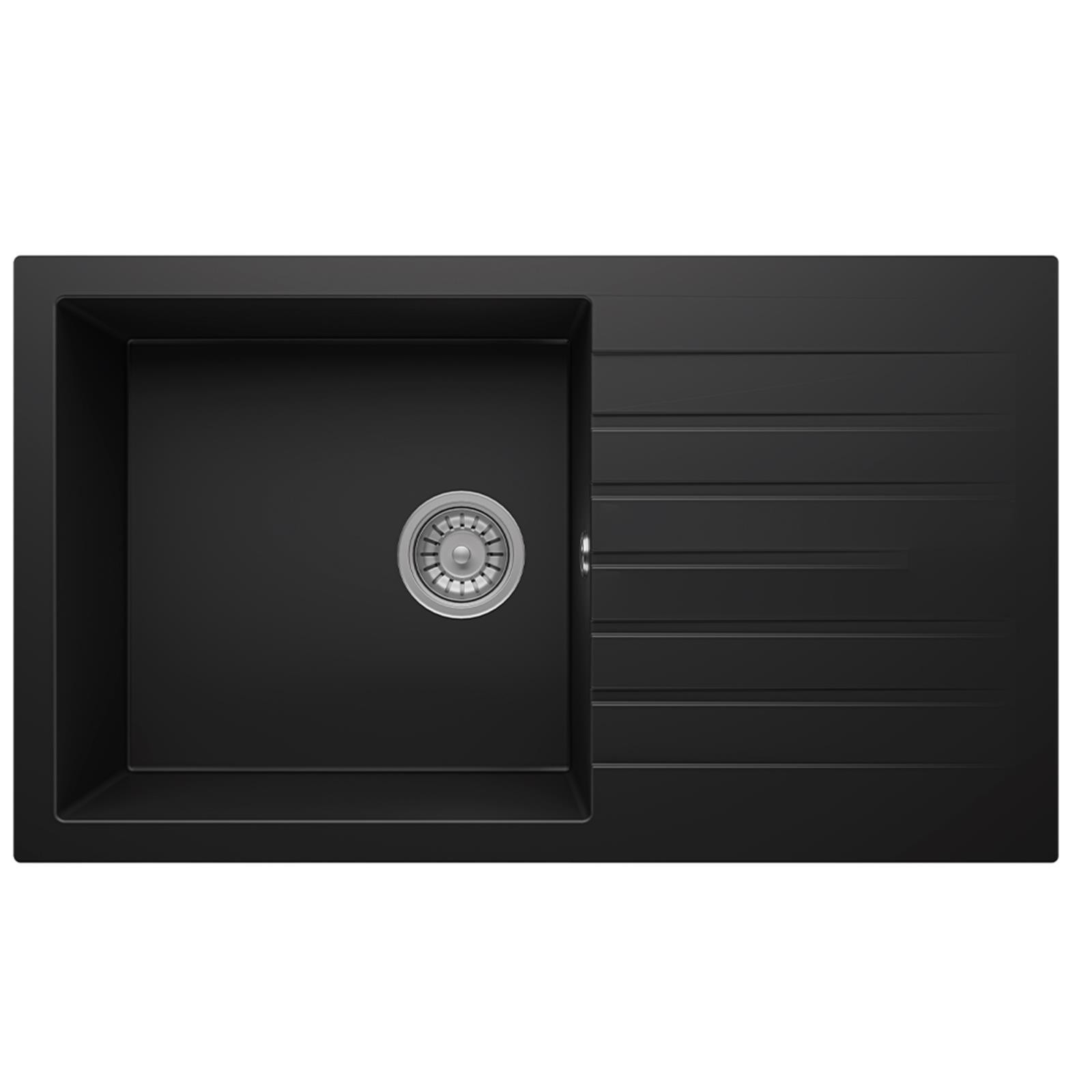 Liquida LBN860BL 1 Bowl Black Granite Reversible Kitchen Sink With Waste