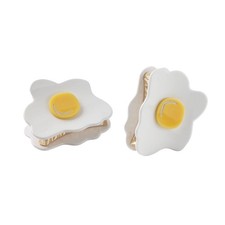 2Pcs Adorable Poached Egg-Shaped Hair Clips Claws with Decorative Headdress f...