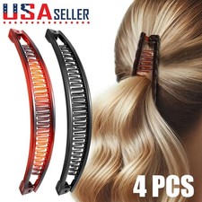 4pcs Women's Banana Hair Clips Non-Slip Large Hair Claws Classic Double Combs US