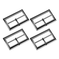4Pcs Belt Buckle, 1.57" Single Prong Rectangle Buckles, Metallic Gray