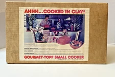 Vintage GOURMET-TOPF Terra Cotta Clay Roaster Small Cooker USA #18881