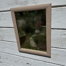 Antique Wall Hanging Mirror Frame Wood distressed Light Pinkish Beige Old