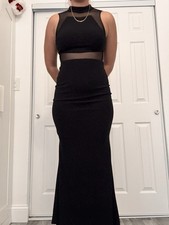 Black Mesh Panel High Neck Sleeveless Bodycon Long Dress Sheer Accent Solid