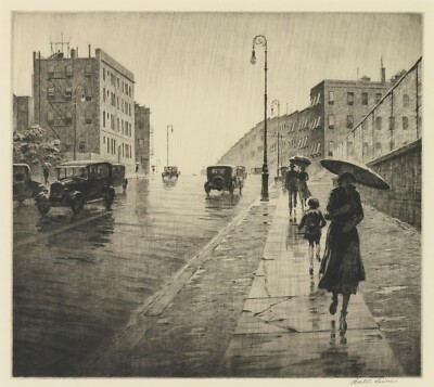 Rainy Day, Queens : Martin Lewis : 1931 :  Archival Quality Art Print