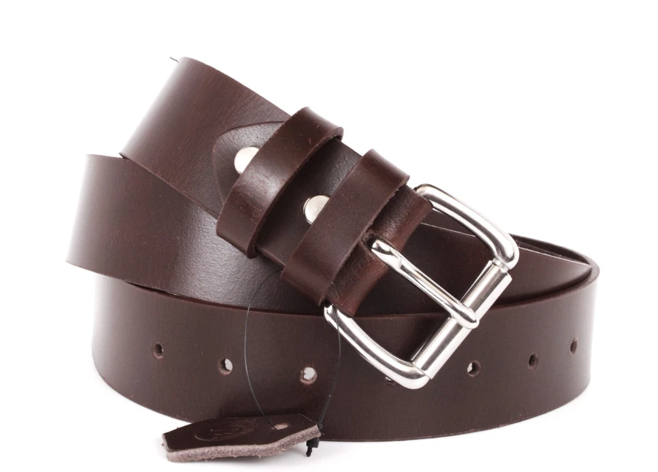 Men's Genuine Buffalo FULL GRAIN Leather Belt 1.5'' wide Amish Handmade in USA - Image 4 of 4