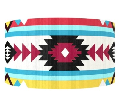 1 inch (1 yard) Southwest geometric aztec tribal printe Grosgrain Ribbon 1272751