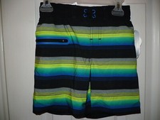 Wonder Nation Boys Swim Trunks X-Small 4-5 Black Stripe UPF 50 NEW