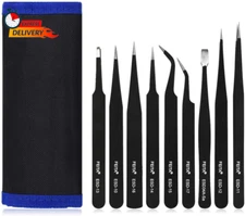 FEITA ESD Precision Tweezer Set 9pcs – Anti-Static Stainless Steel for Electroni