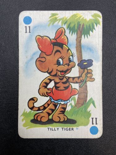 1939 Mickeys Fun Fair Card Rare Disneyana Blue Back Vintage Tilly Tiger - Picture 1 of 2