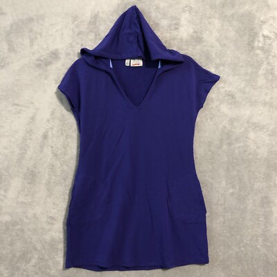Athleta Sleeveless Hoodie Dress Womens Small Petite Purple Short Sleeve Pockets