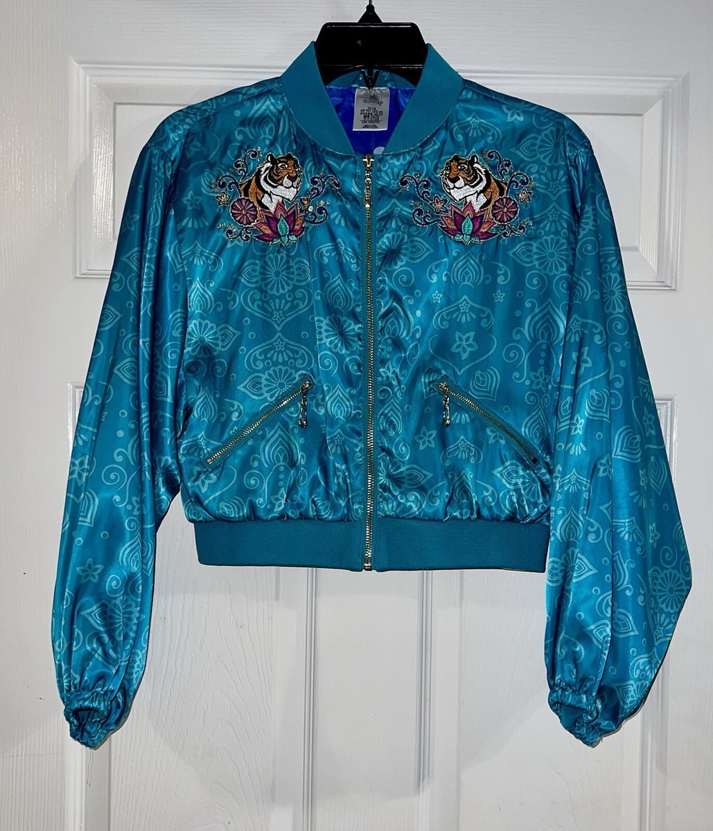Disney Store Jasmine Jacket Girls Bomber Aladdin Teal Coat Sz 11