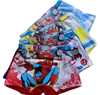 2 pcs- Boys Soft Cotton Boxer Cartoons Designs Underwear L 7-8 yers - 122-128 sm