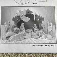 Vtg Christmas 3 D Nativity Full Size Woodwork...