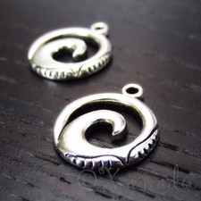 Ocean Wave Charms - 17mm Antiqued Silver Plat...
