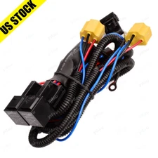 2-Headlight H4 Headlamp Light Bulb Ceramic Socket Plugs Relay Wiring Harness Kit