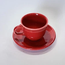 Fiesta Ware Tea Coffee Cup And Saucer Red