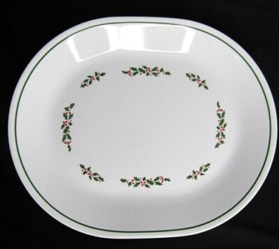  CORELLE HOLLY DAYS SERVING PLATTER BLACK VEIN CHRISTMAS HOLIDAY  Winter