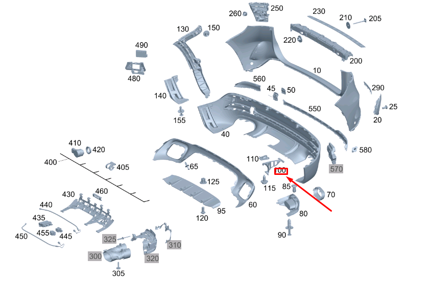 MERCEDES-BENZ GLA H247 Stoßstangenhalter hinten rechts A2478850014