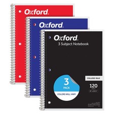 Spiral Notebooks, 3 Pack, 3 Subject, College Ruled Notebooks for School, 8 x ...