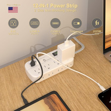Power Strip Surge Protector 8 Outlets 4 USB 2 USB C Ports Multi Plug Wall Travel