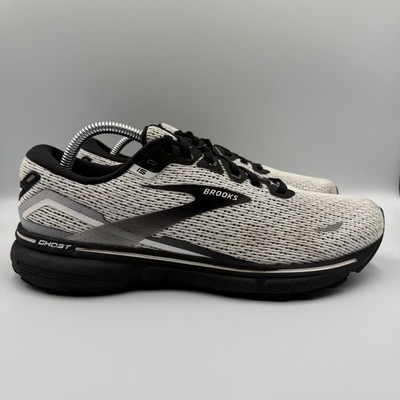 Brooks Ghost 15 Men's Size 9.5 White Black Running Shoes Athletic Sneakers