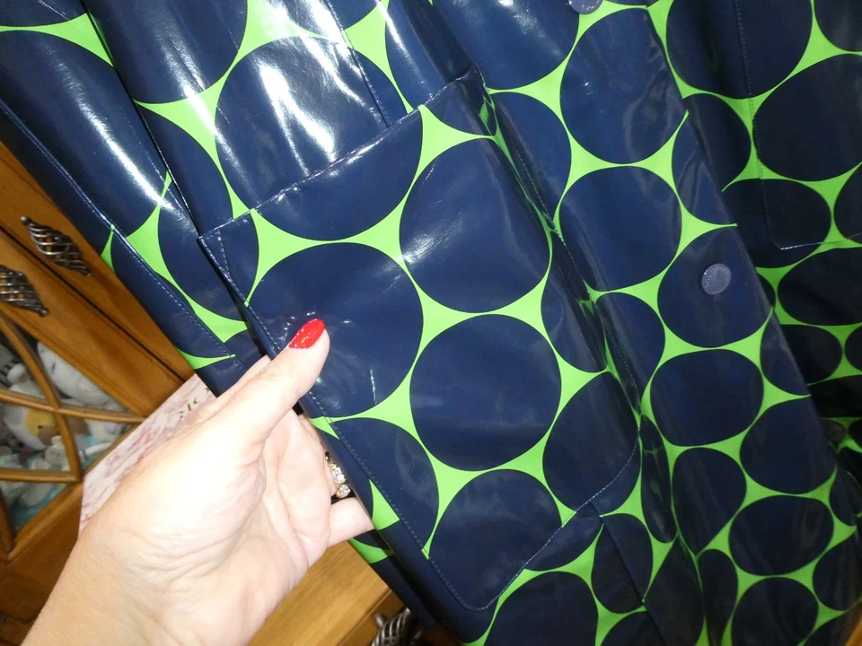 NEW Kate Spade Rain Coat Giant Polka Dot Blue/Green LARGE RRP £400.00 - UK 14/16 - image 4 of 4