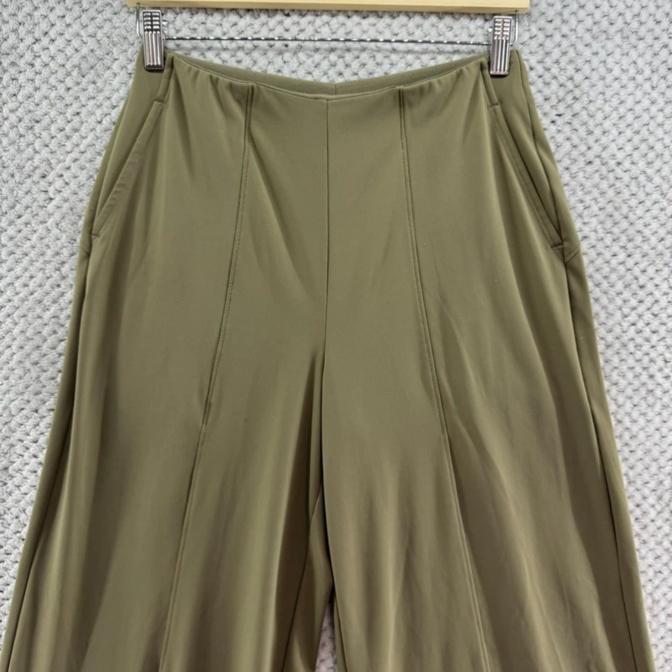 Old Navy Pants Women S Green Power Soft Go -Dry Wide Leg High Rise Pockets - Image 3 of 4