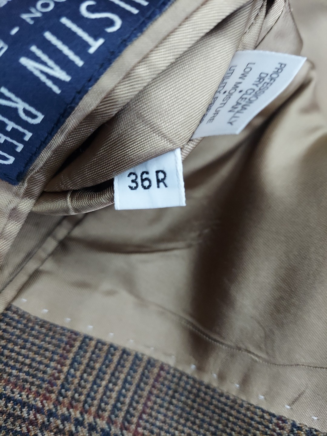 Vtg Austin Reed Jacket Blazer 36 R Brown Houndstooth Tweed Elbow Patch USA Made