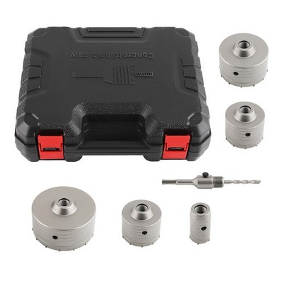6PCS Concrete Hole Saw Kit 125mm 100mm 80mm 65mm 40mm Drill Bit SDS Plus