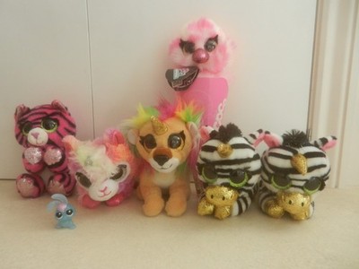 Brandneu mit Etikett Coco Surprise Flamingo + 5 x Plüsch Katze Lama Einhorn Zebra Löwe + Figur