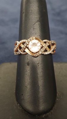 LeVian 14K Rose Gold Morganite & Diamond Ring Size 8 (4.1g)