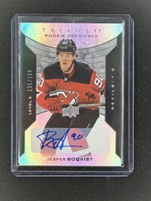 2019-20 UD Trilogy Jesper Boqvist Rookie Premieres Level 2 Rookie Auto /199 #93